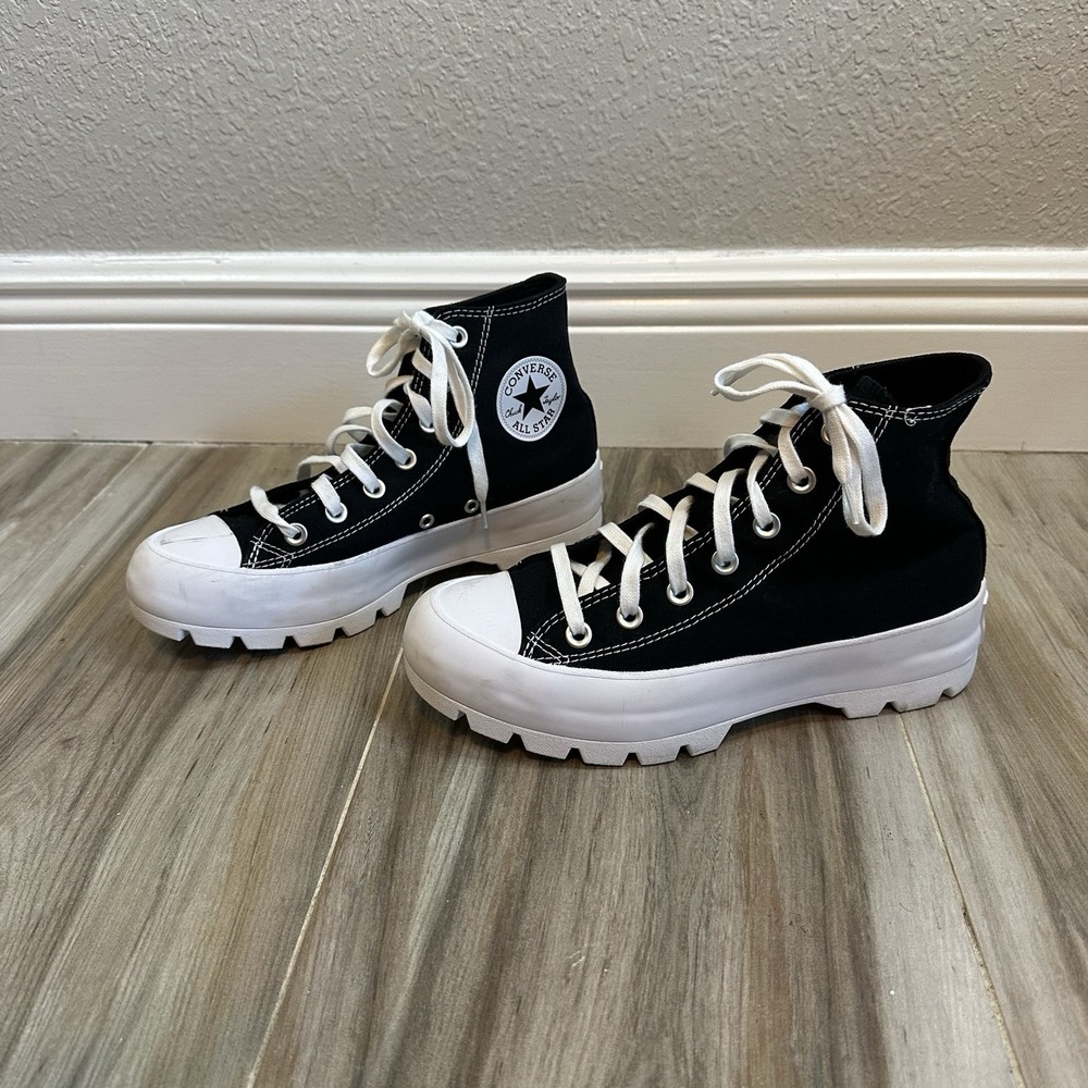 Converse Chuck Taylor Sneakers All Star Lugged High-Top Black Platform 8 Grunge